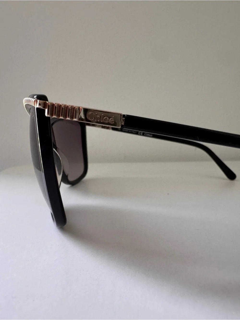 Chloé Black Sunglasses with Gold Trim